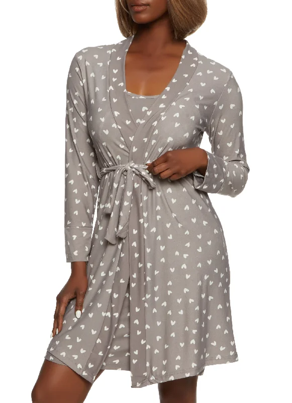 Love Sequin Print Nightgown with Robe