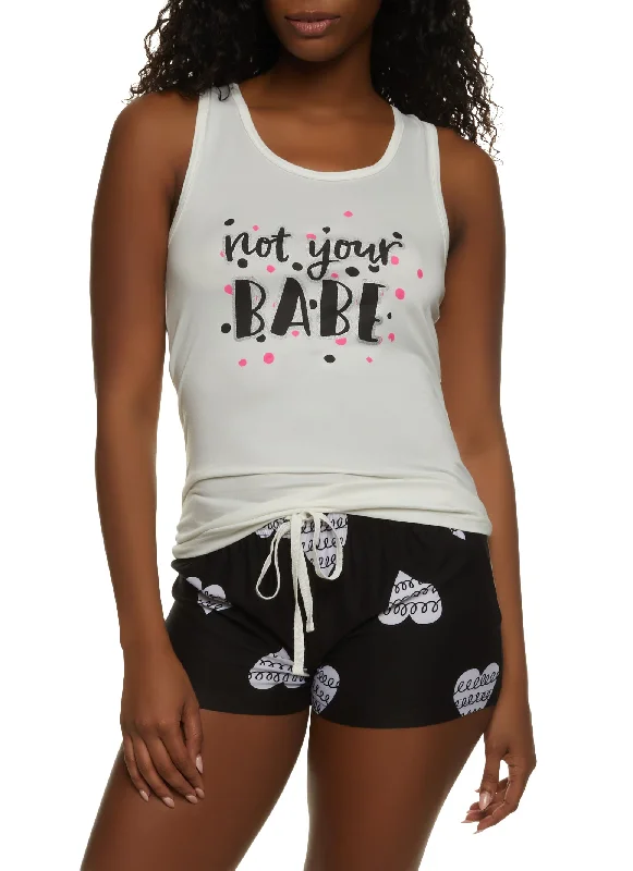 Not Your Babe Pajama Tank Top and Shorts