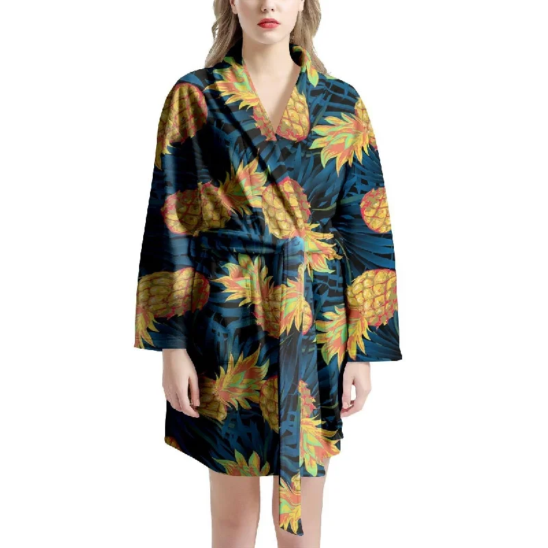 Golden Pineapple Edm Hawaiian Print Women's Robe