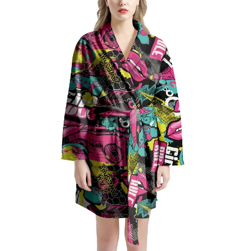 Graffiti Abstract Hiphop Lip Women's Robe