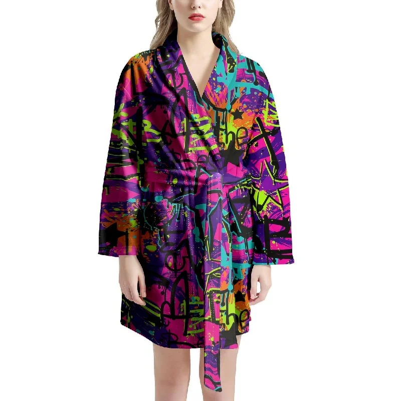 Graffiti Airbrush Print Women's Robe