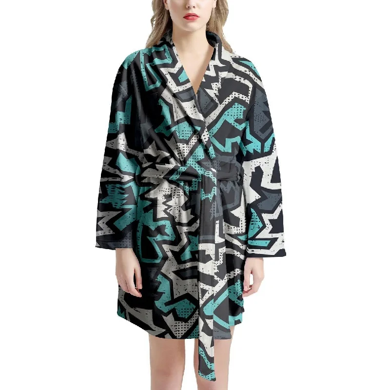 Graffiti Geometric Print Women's Robe