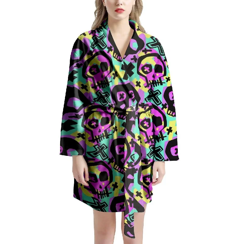 Graffiti Skull Women's Robe