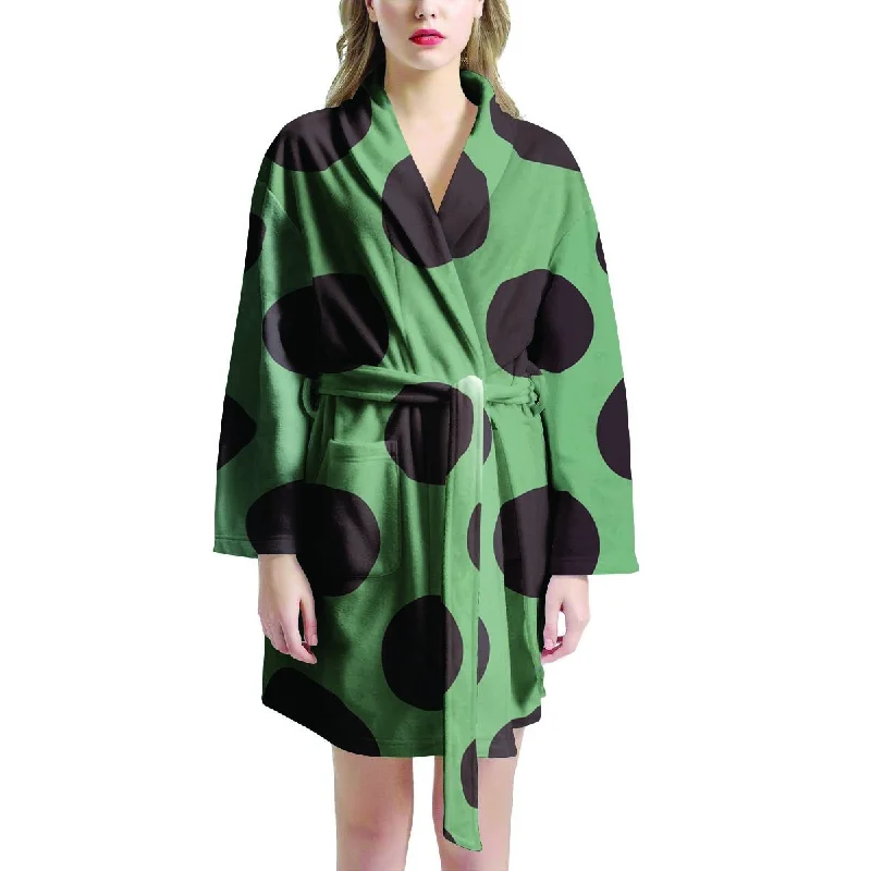 Green And Black Polka Dot Women's Robe