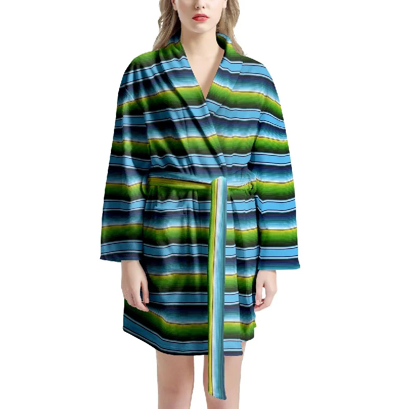 Green And Blue Mexican Baja Women's Robe