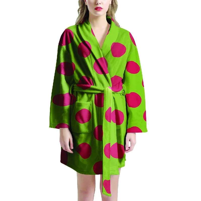 Green And Red Polka Dot Women's Robe