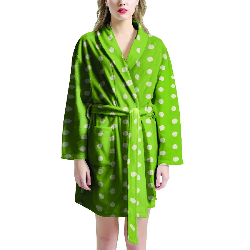 Green And White Polka Dot Women's Robe