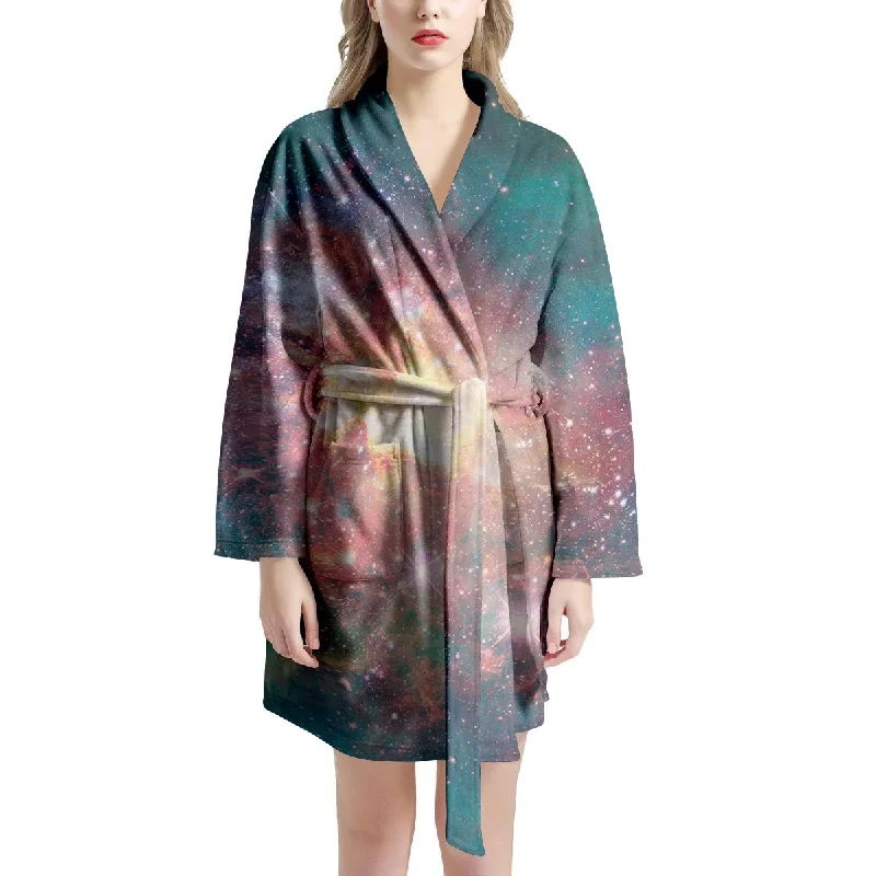 Green Cosmic Space Galaxy Women's Robe