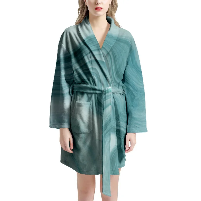 Green Ink Marble Women's Robe