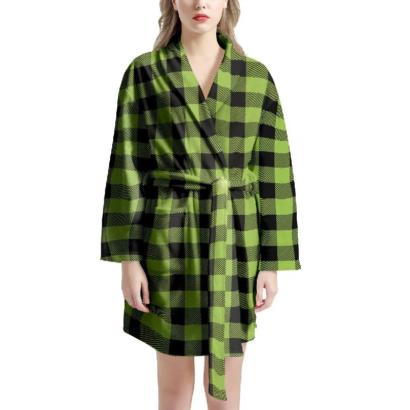 Green Plaid Women's Robe