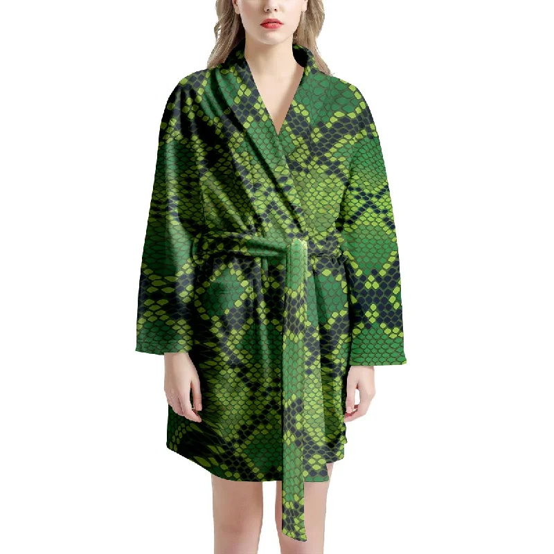 Green Snakeskin print Women's Robe