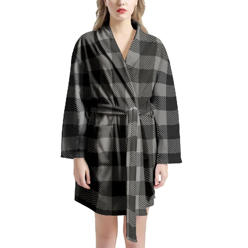 Grey Plaid Women's Robe