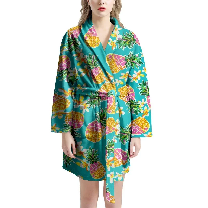 Hawaiian Pineapple Print Women's Robe