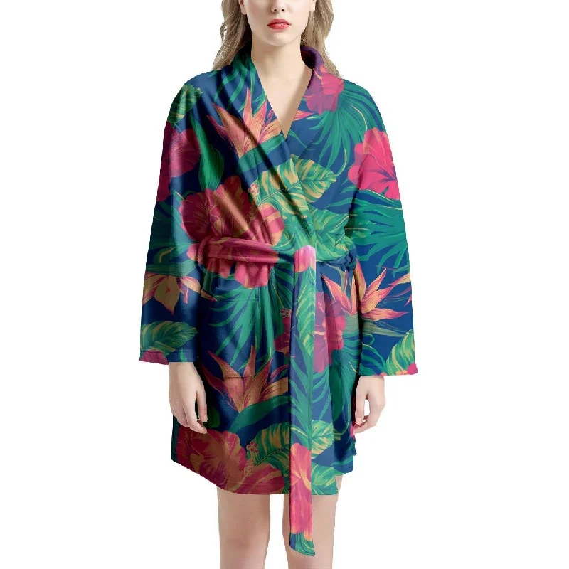 Hibiscus Hawaiian Flower Print Women's Robe