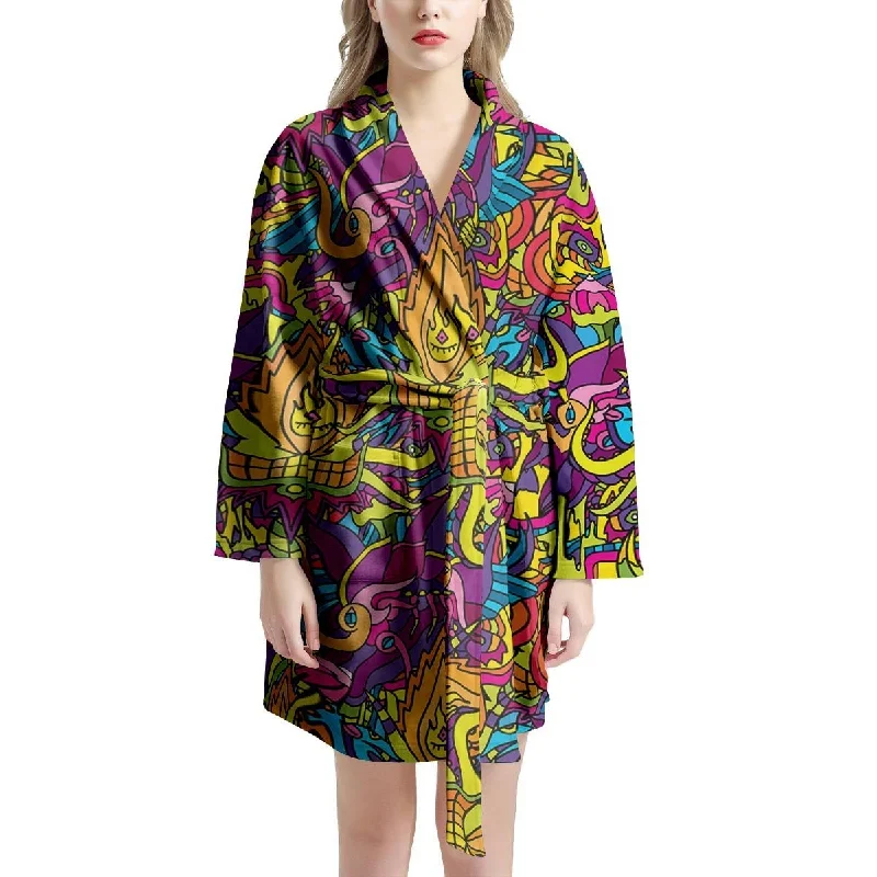 Hippie Flame Psychedelic Trippy Women's Robe