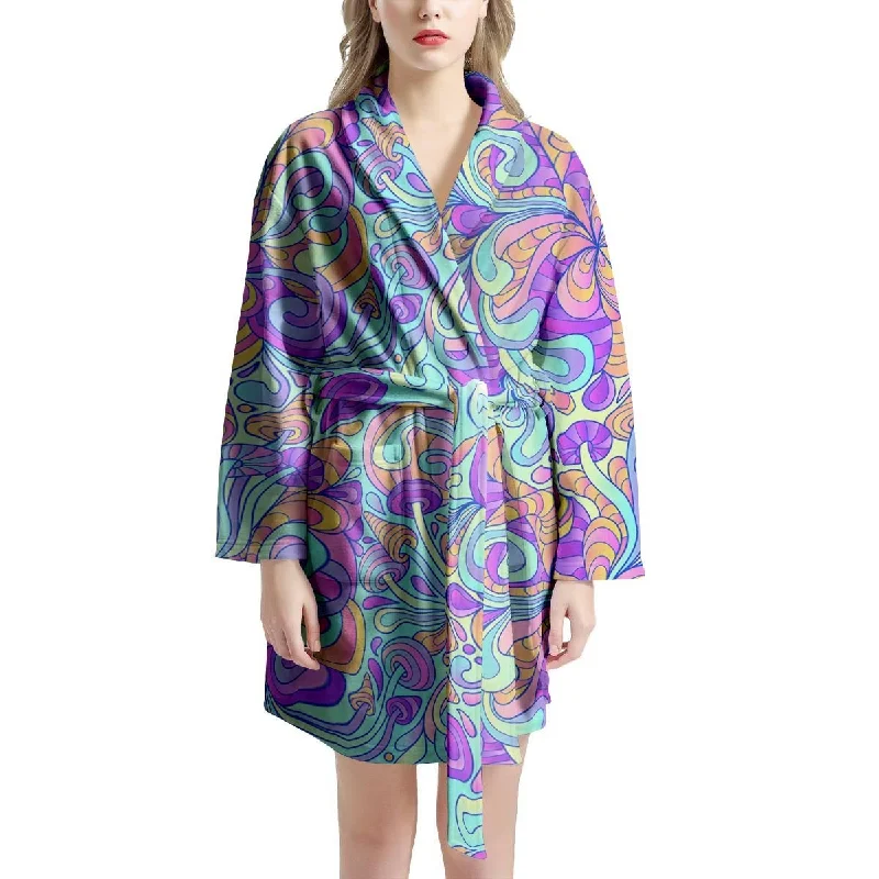 Holographic Floral Psychedelic Women's Robe