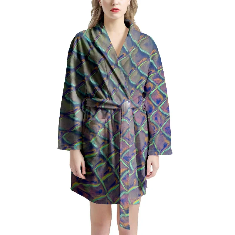 Holographic Snakeskin Print Women's Robe