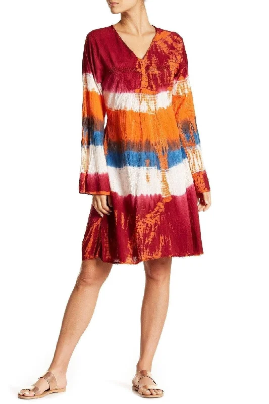 La Moda Tie Dye Lounge Dress | Tie Dye Bell-Sleeve Cover-Up Dress  |Resort Dress | Beachwear