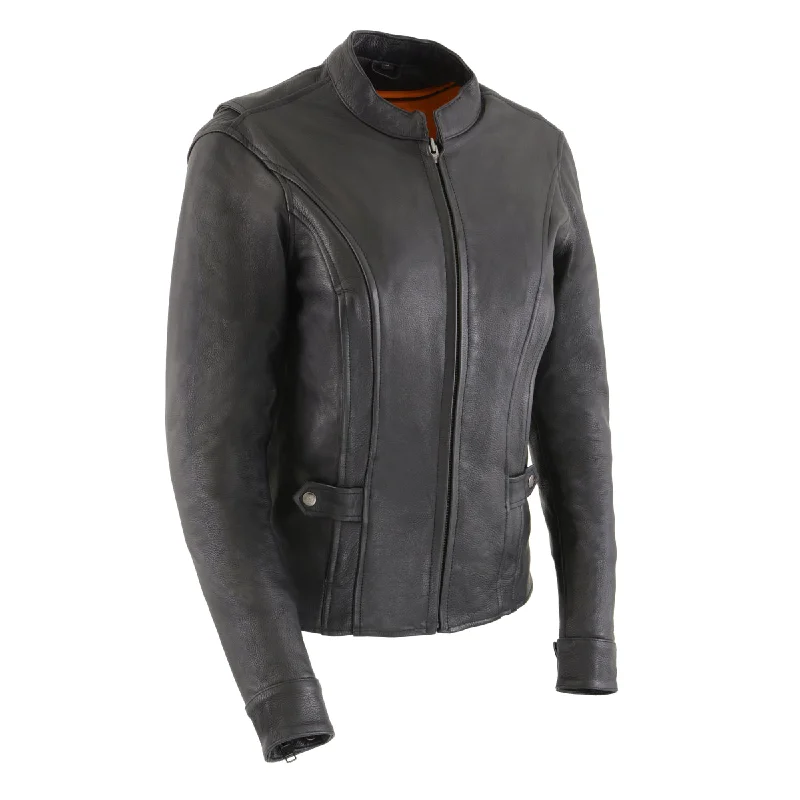 Milwaukee Leather MLL2530 Women's Vented Black Leather Scooter Jacket