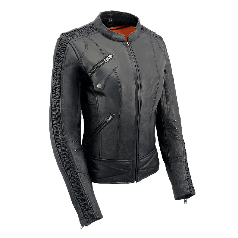 Milwaukee Leather MLL2570 Women's Black 'Phoenix Embroidered' Leather Motorcycle Jacket