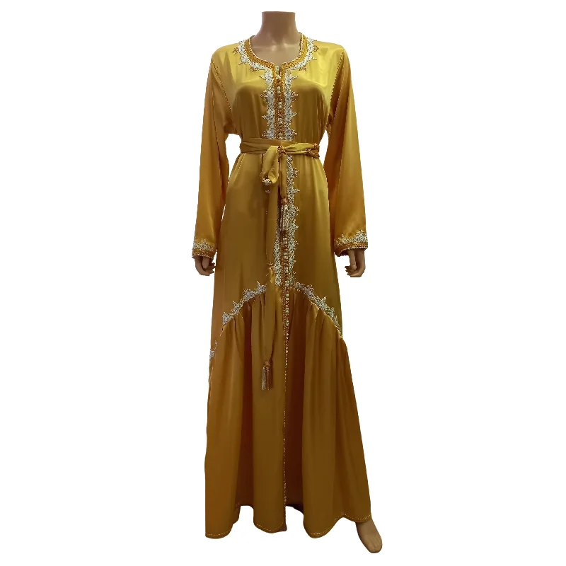 Yellow Satin Kaftan