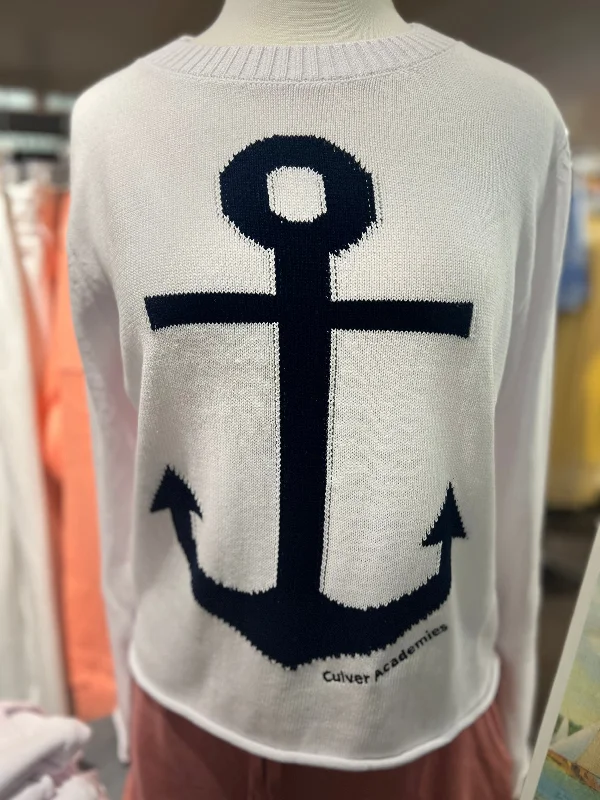 Womens Anchor Sweater- White