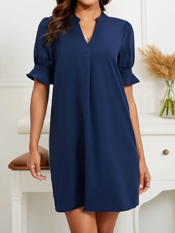 Blue Zone Planet |  Notched Flounce Sleeve Mini Dress