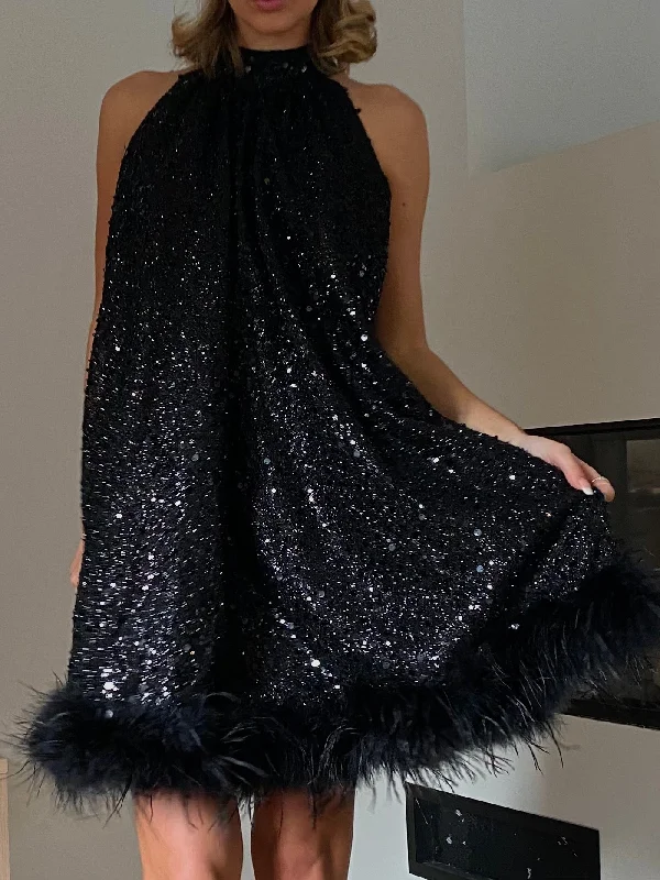 Helene Sequin Dress. Black