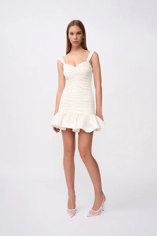 Lucia Gather Mini Dress - Ivory