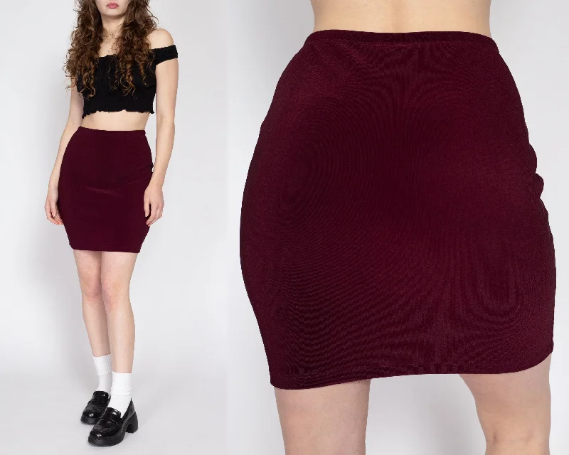 Med-Lrg 90s J. Crew Wine Red Stretchy Mini Skirt