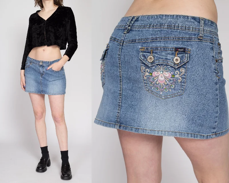 Medium 90s Y2K Bejeweled Denim Mini Skirt