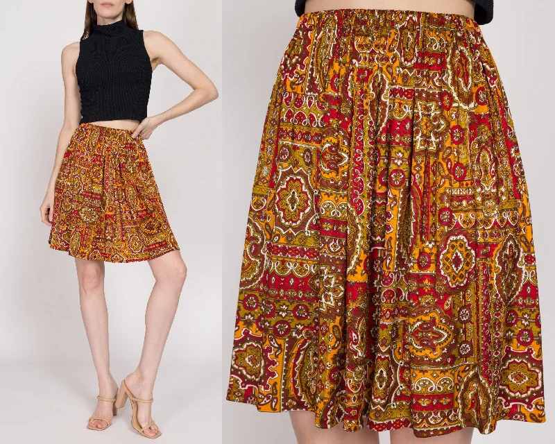 Sm-Lrg 70 Red & Gold Baroque Print Mini Skirt