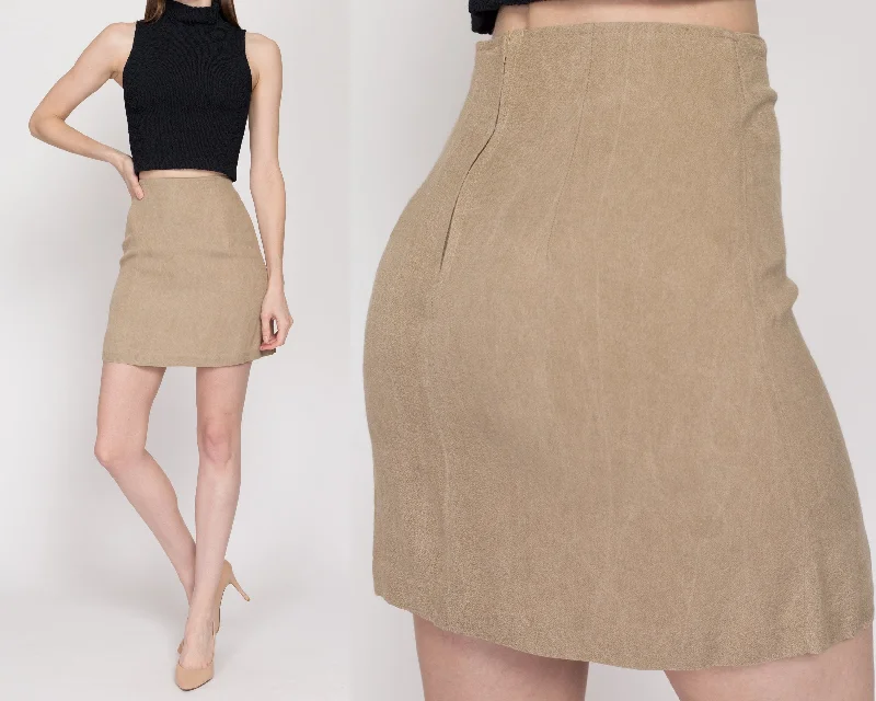 Small 90s Minimalist Tan Mini Skirt 26"