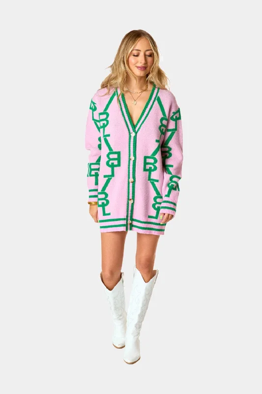 Varsity Cardigan Dress - Parfait