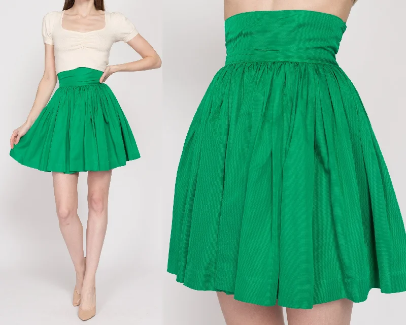 XXS 60s Green Mini Circle Skirt 22"