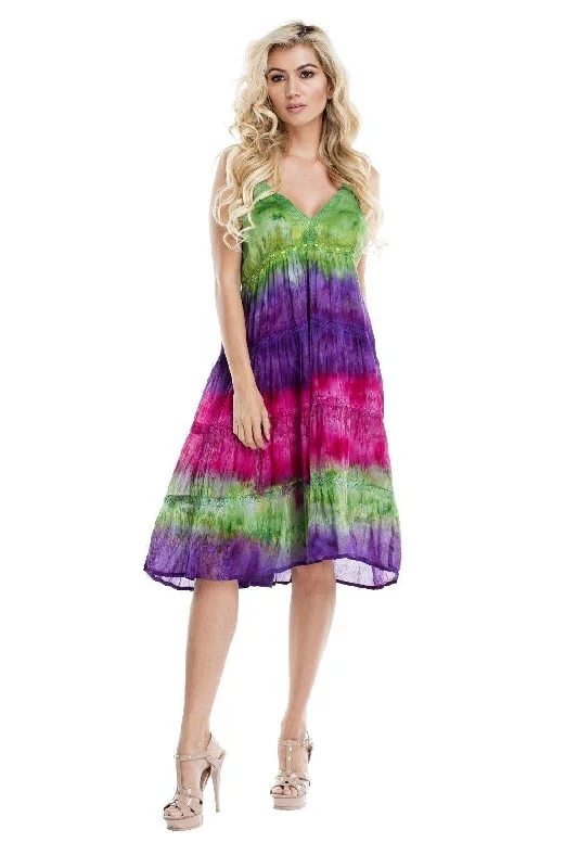 Multi Color Tie-Dye Sleeveless Beach Dress