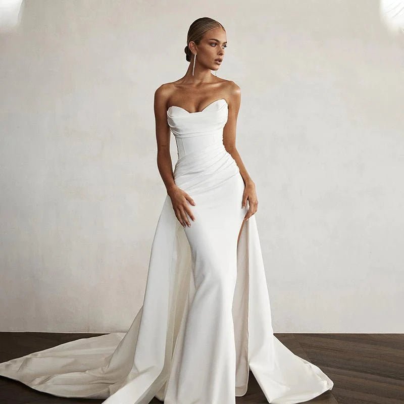 Rent Modern Bridal Dress with Front Slit and Gown