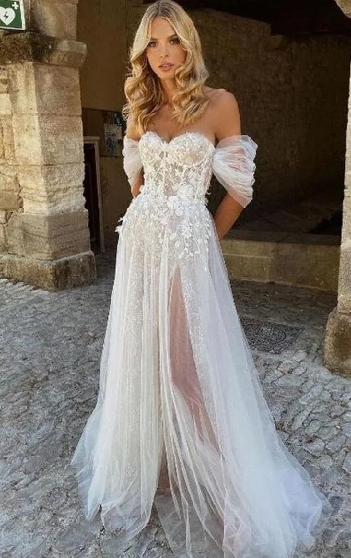 Sexy A-line Lace Beach Wedding Dresses DT1603