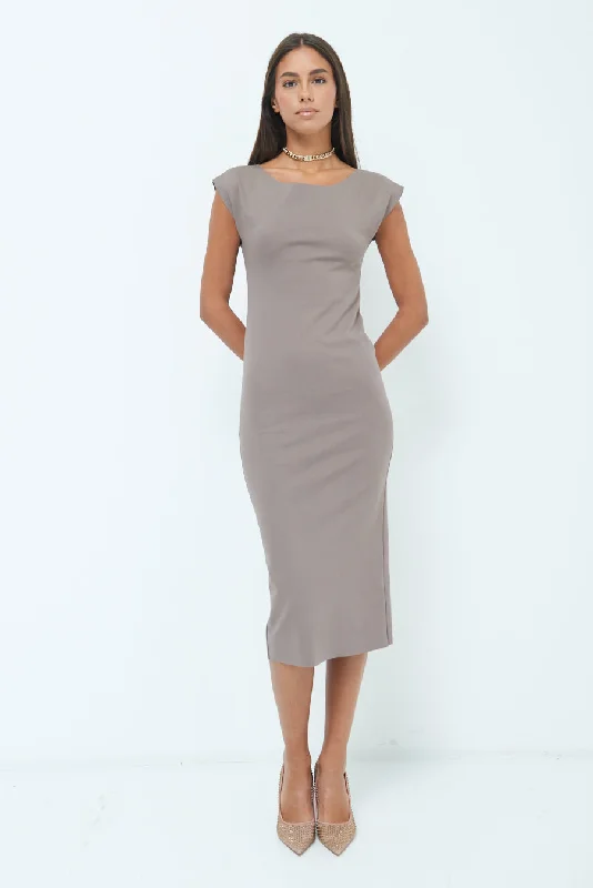 Elegant cap sleeve midi dress wholesale