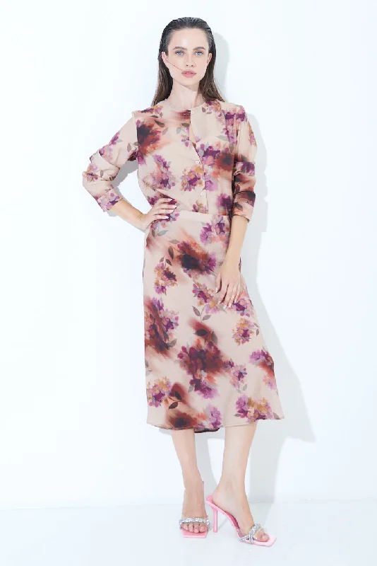 Floral print midi dress wholesale