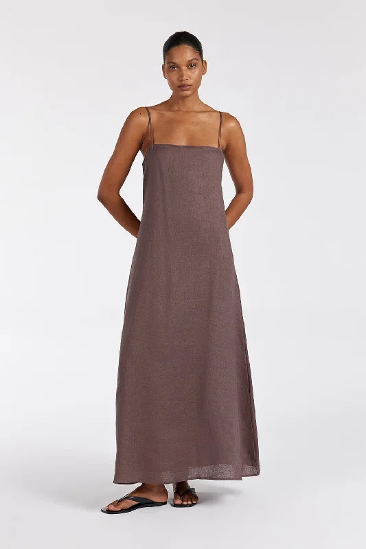 JEM CHOC LINEN MAXI DRESS