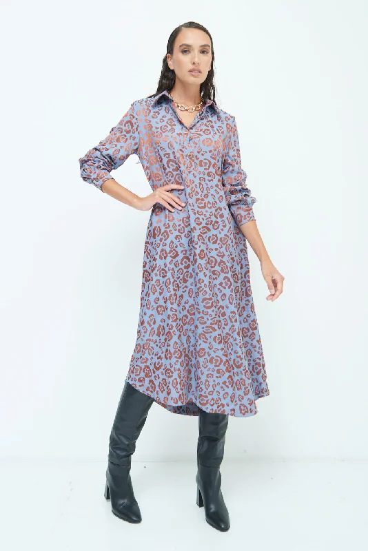 Long sleeve button-up midi dress wholesale