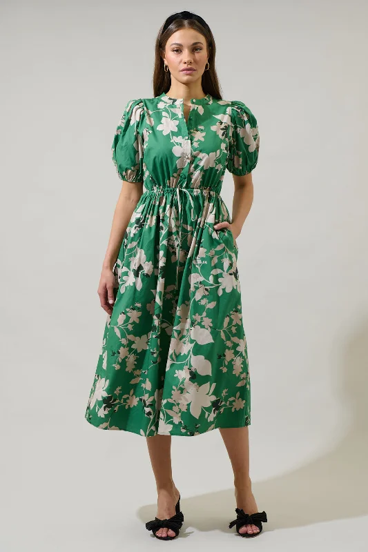 Nora Floral Terri Button Down Midi Dress