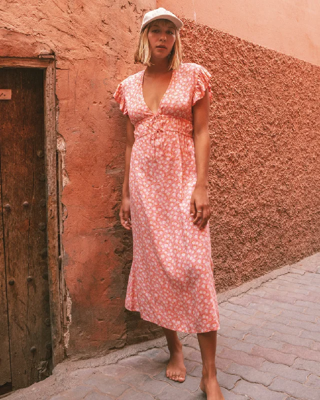 Picnic Date Midi Dress - Flamingo