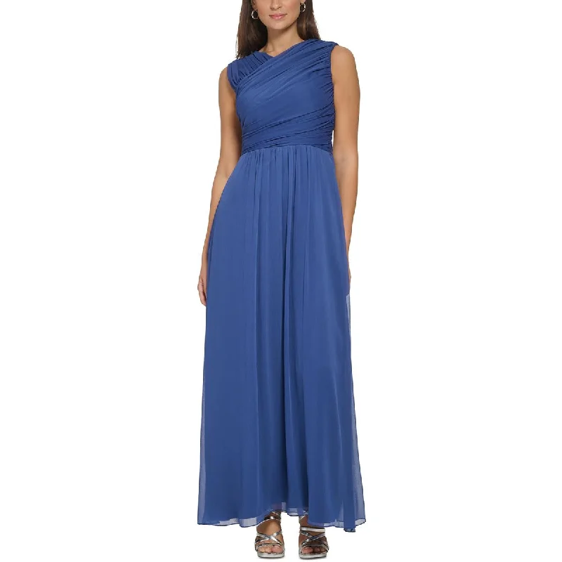 Womens Chiffon Ruched Evening Dress