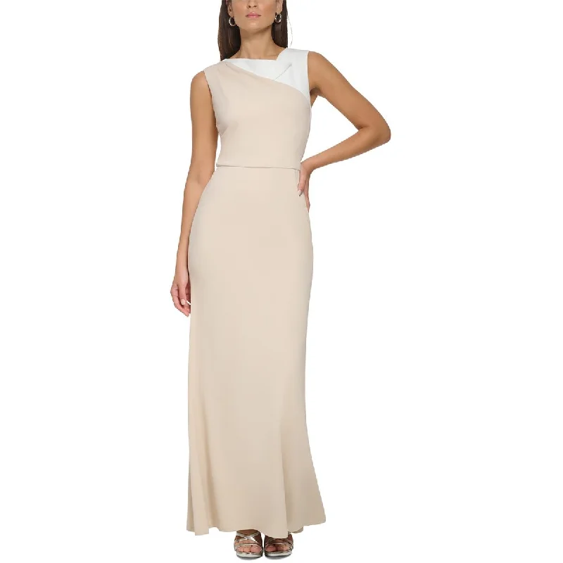 Womens Colorblock Polyester Evening Dress