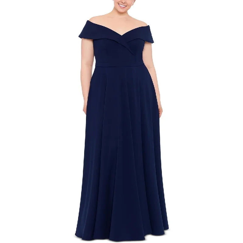 Plus Womens Crepe Sweetheart Neck Evening Dress