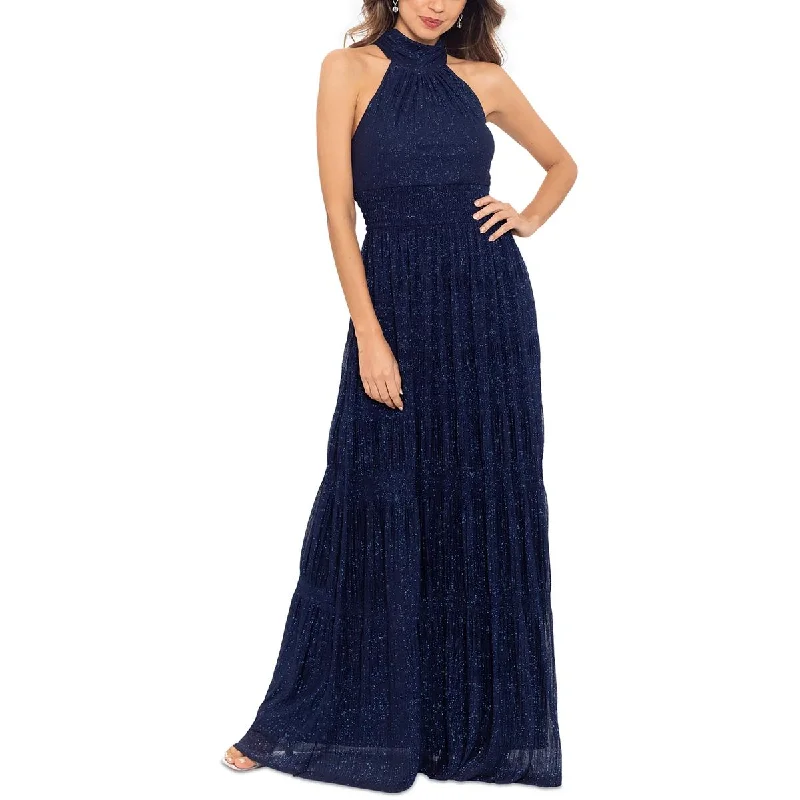 Womens Glitter Halter Evening Dress