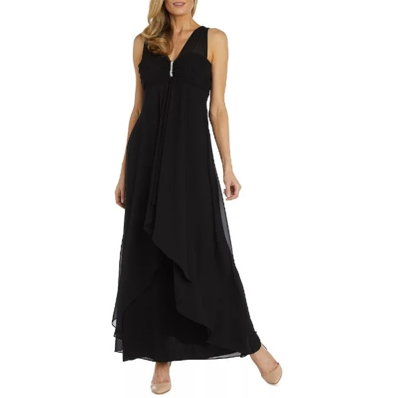 Womens Gathered Sleeveless Evening Dress