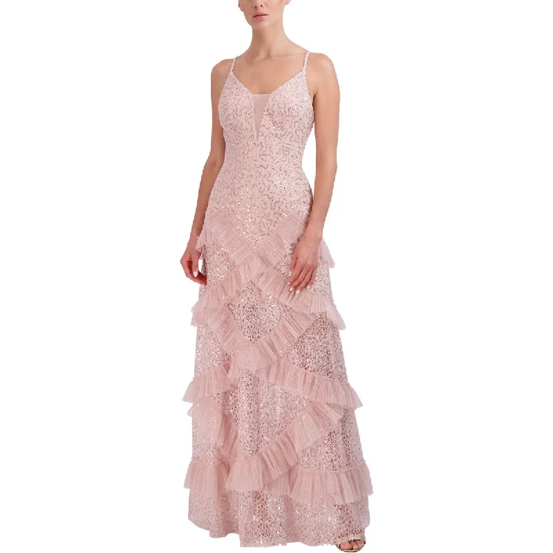 Womens Lace Sequined Evening Dress